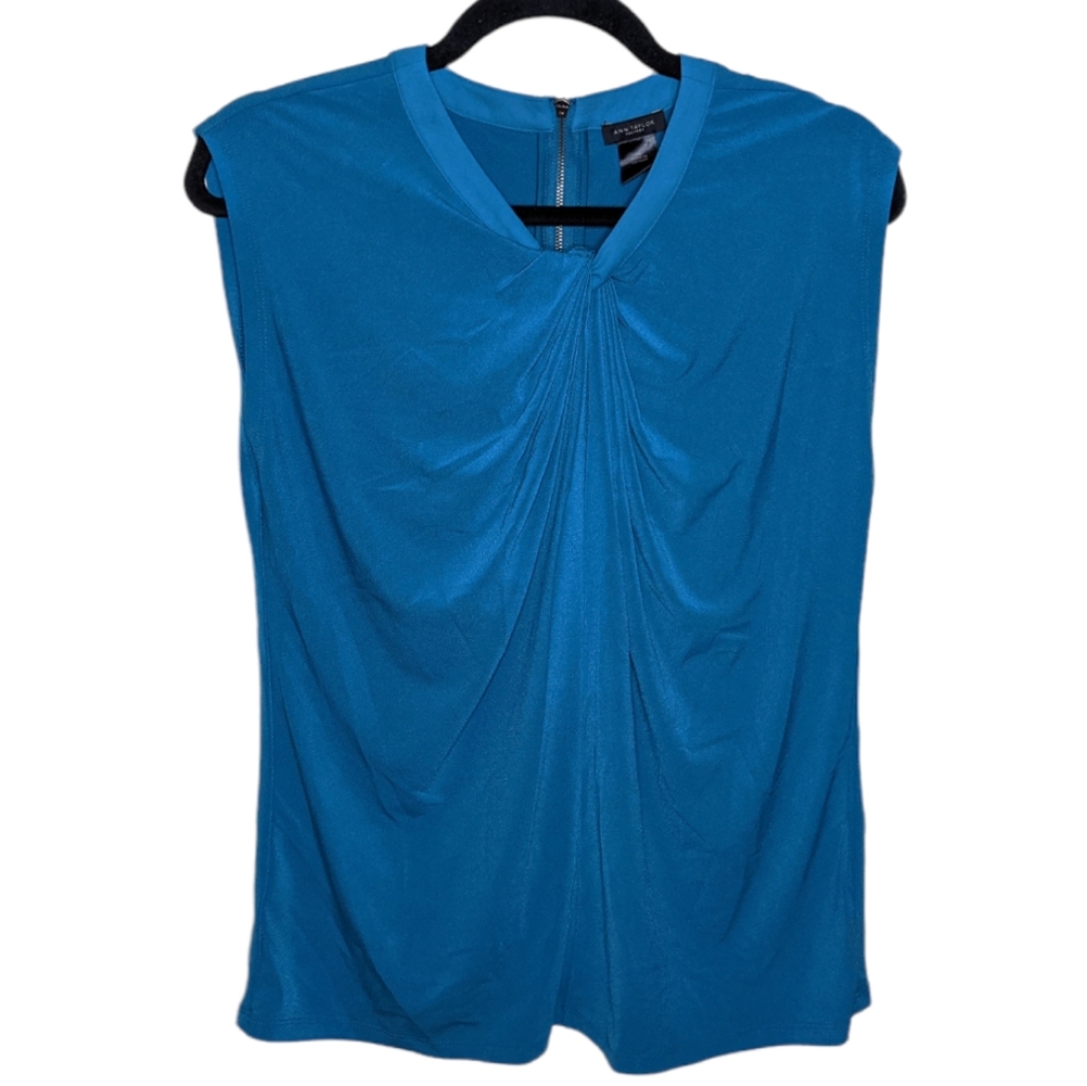 Ann Taylor Factory Blue Draped Blouse